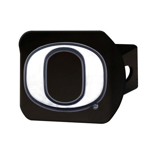 Oregon Ducks Black Metal Hitch Cover with Metal Chrome 3D Emblem - Oregon