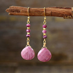 Natural Stone Bead Shape Earrings - Trendsi