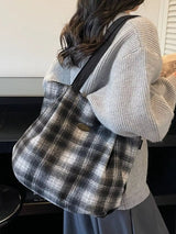 Plaid Pattern Casual Tote Bag - Trendsi - Flyclothing LLC
