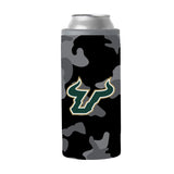 South Florida Black Camo 12oz Slim Can Coolie