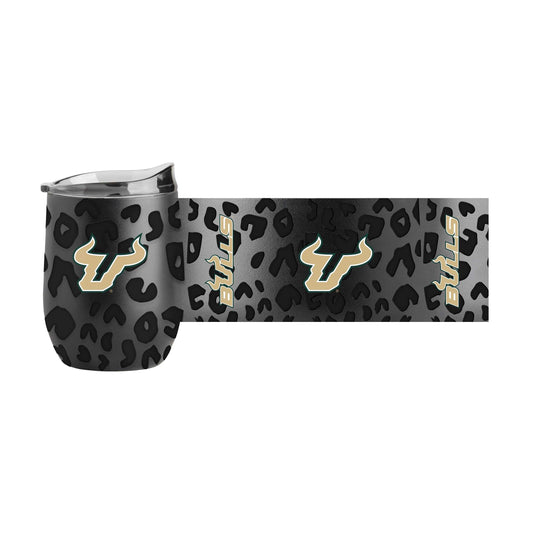 South Florida Leopard 16oz Black Powdercoat Curved Beverage - Logo Brands - Flyclothing LLC