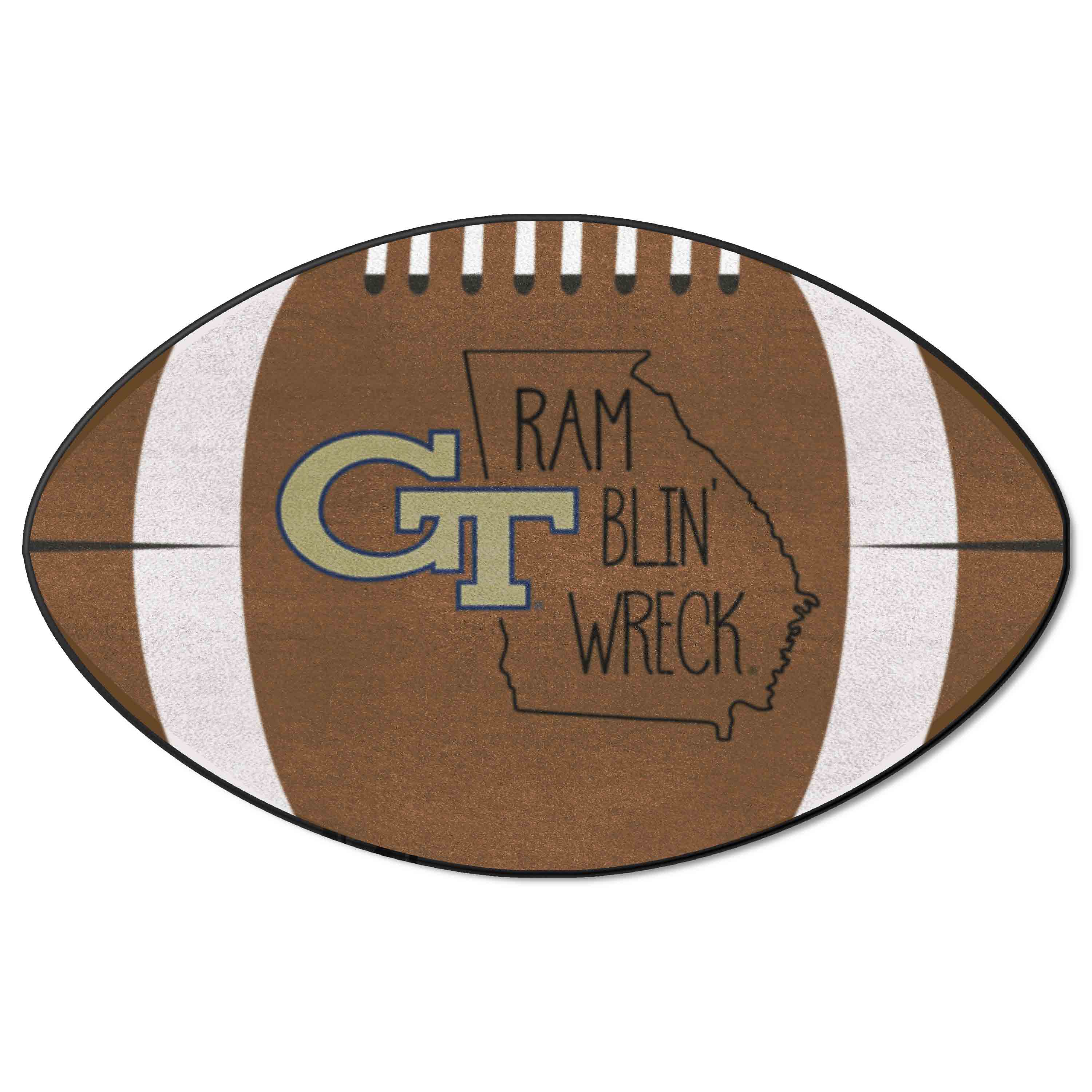 Georgia Tech Yellow Jackets Southern Style Football Rug - 20.5in. x 32.5in. - Georgia Tech