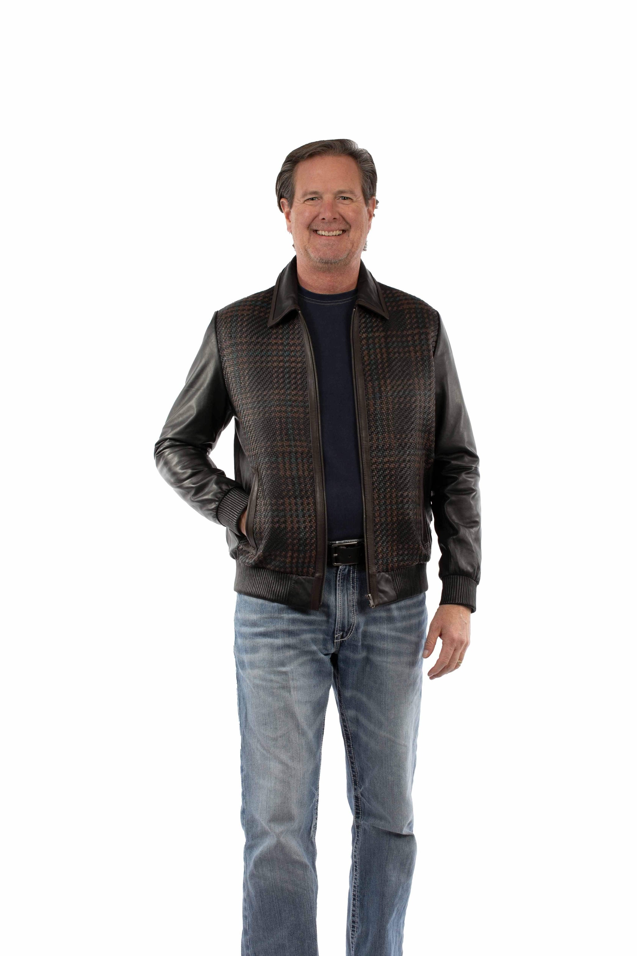 Scully Leather 100% Leather Black Leather Weaved Men's Jacket - Scully Leather - Flyclothing LLC