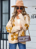 Flower Open Front Long Sleeve Cardigan - Trendsi