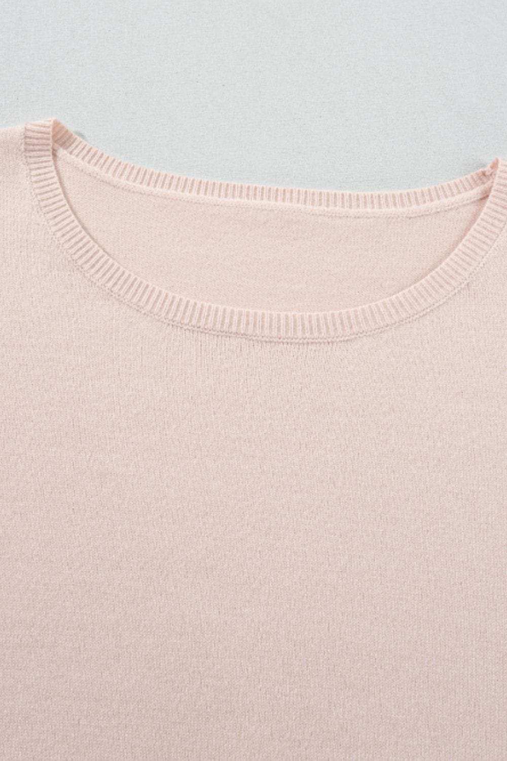 Printed Round Neck Flounce Sleeve Sweater - Trendsi - Flyclothing LLC