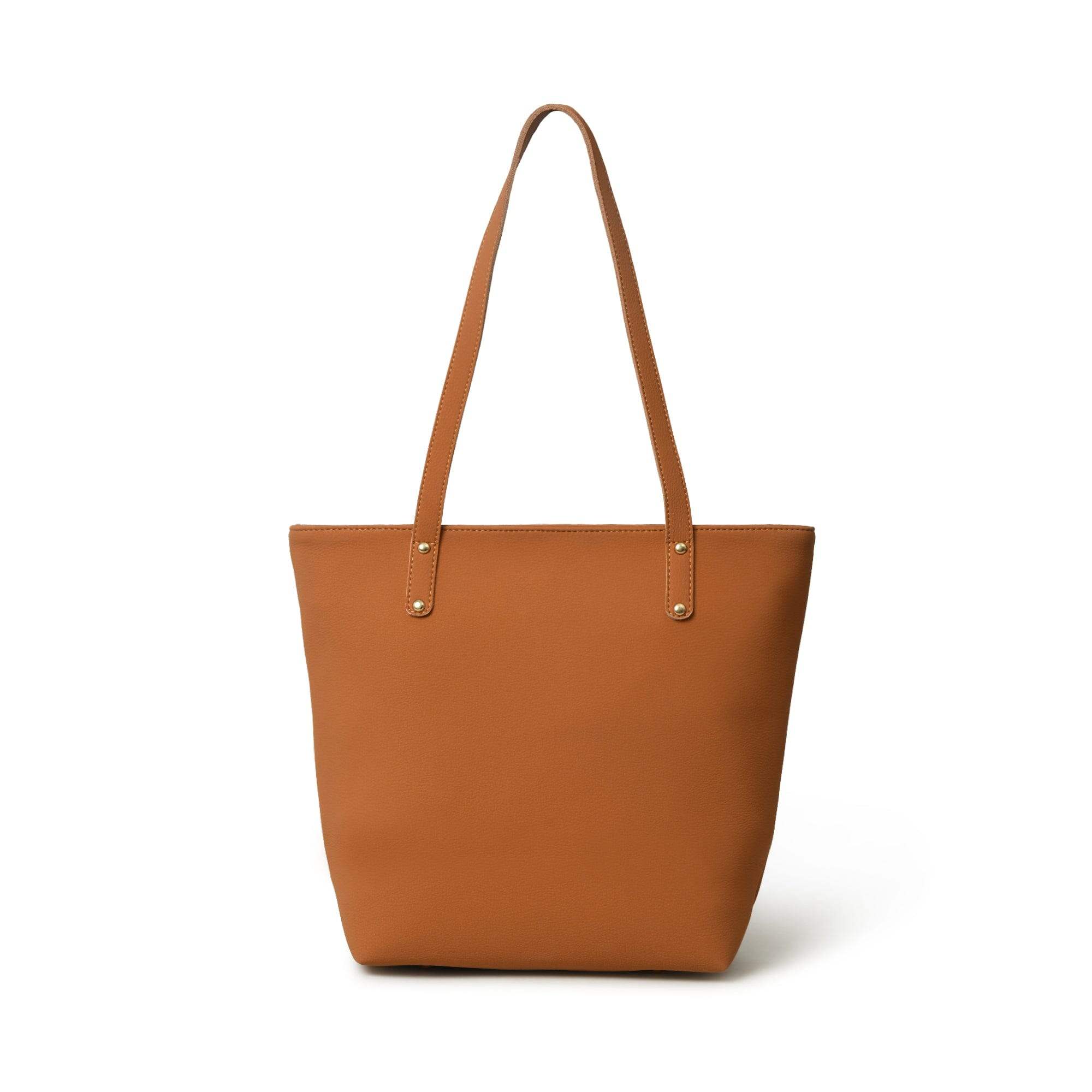 Era Vegan Leather Tote - Tan Brown - Classy Leather Bags - Flyclothing LLC