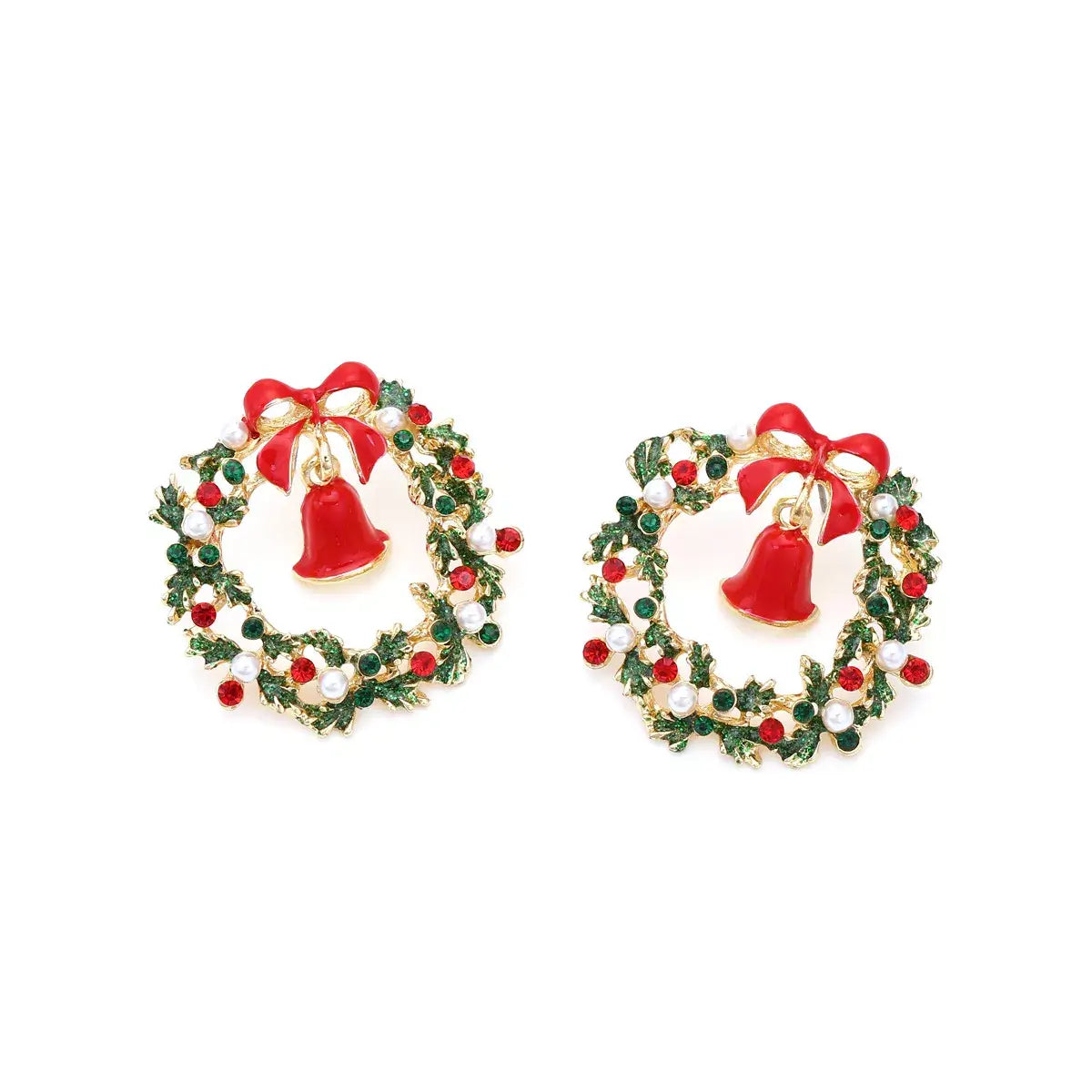 Christmas Wreath Bell Earrings - Trendsi - Flyclothing LLC
