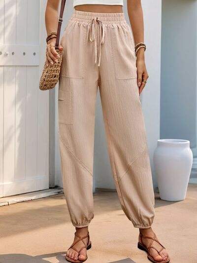 Perfee Elastic Waist Joggers with Pockets - Trendsi - Flyclothing LLC