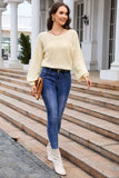 Openwork Boat Neck Raglan Sleeve Knit Top - Trendsi - Flyclothing LLC