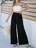 Pocketed Elastic Waist Wide Leg Pants - Trendsi - Flyclothing LLC