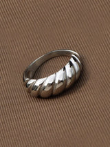 Ribbed Titanium Steel Ring - Trendsi - Flyclothing LLC