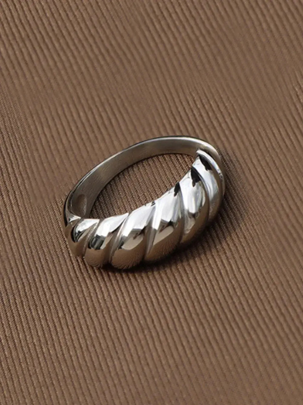 Ribbed Titanium Steel Ring - Trendsi - Flyclothing LLC