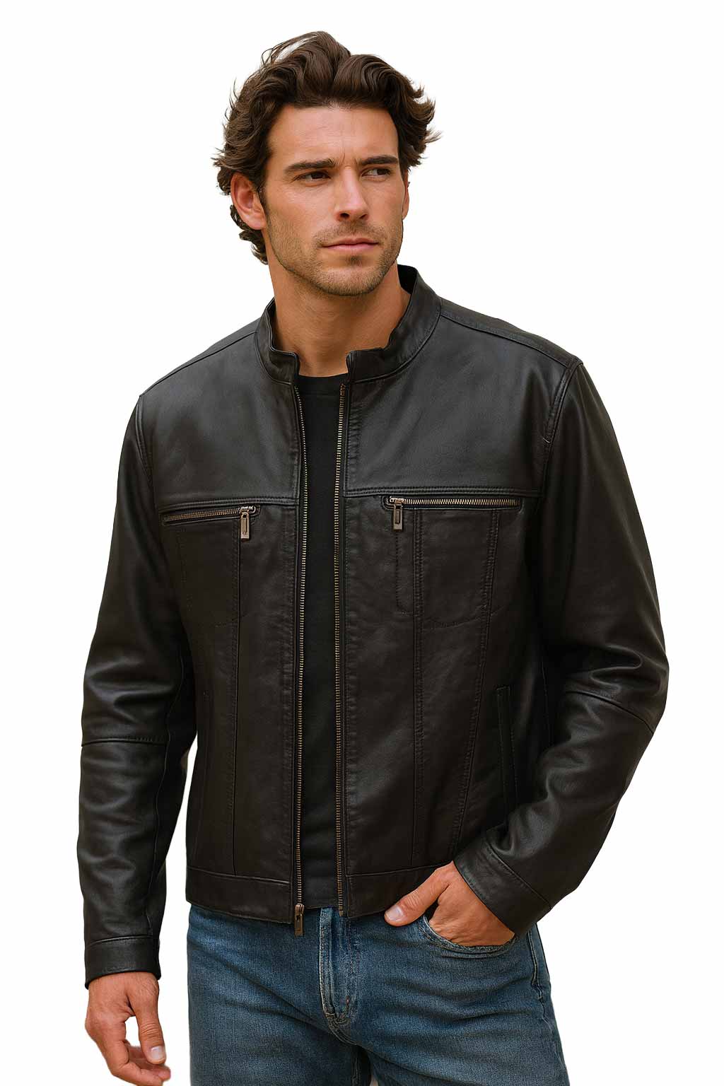 Scully Leather Black Lamb Modern Leather Jacket - 2127-11 - Scully Leather - Flyclothing LLC