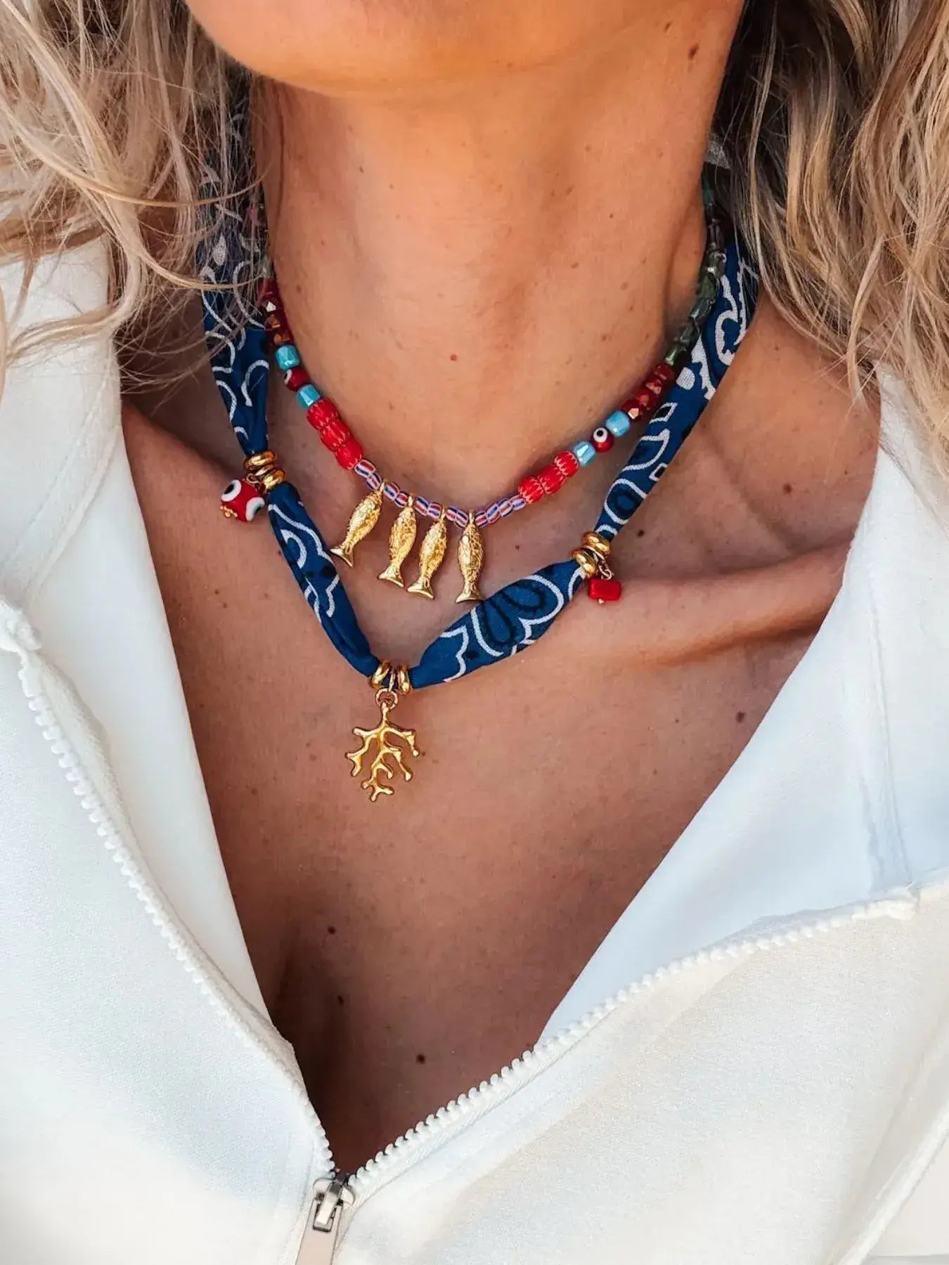2-Piece Coral and Fish Pendant Necklace - Trendsi - Flyclothing LLC