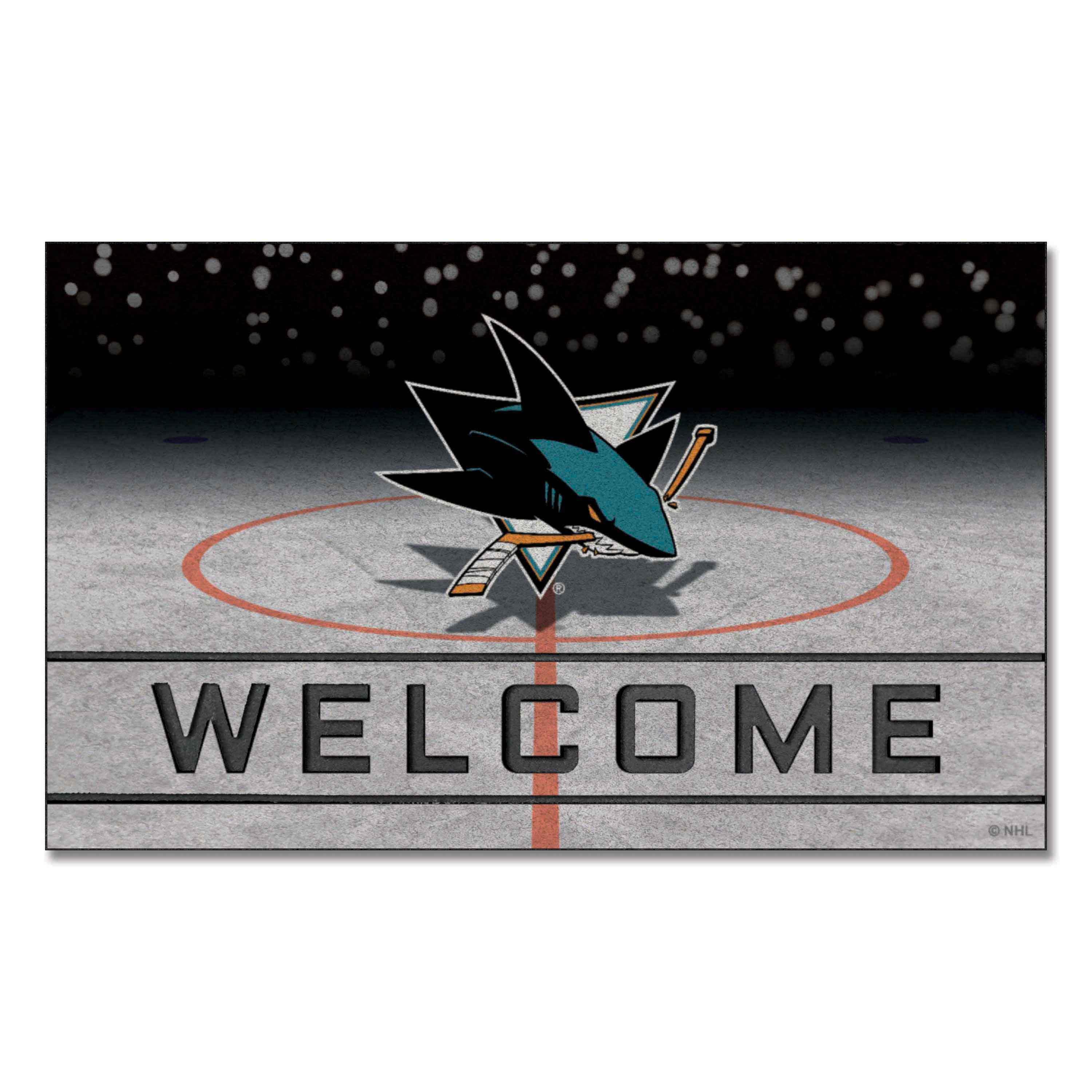 San Jose Sharks Rubber Door Mat - 18in. x 30in. - San Jose Sharks