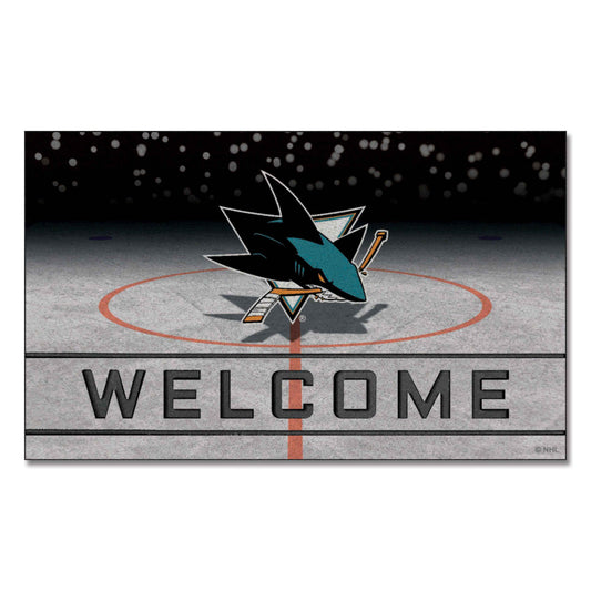 San Jose Sharks Rubber Door Mat - 18in. x 30in. - San Jose Sharks