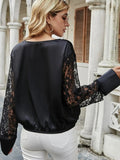 Surplice Lace Long Sleeve Blouse - Trendsi