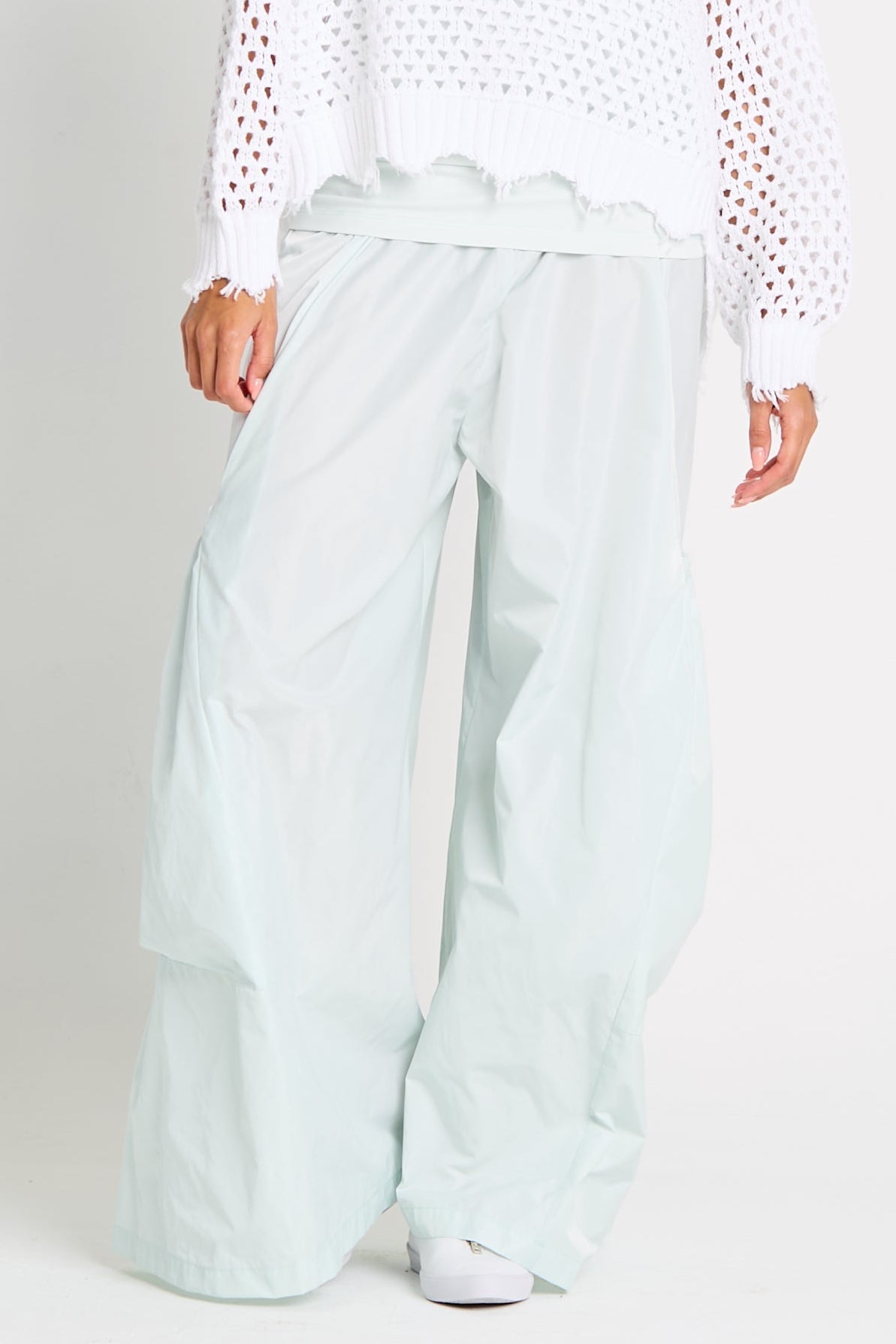Nylon Big Pocket Pants - Mint - PLANET by Lauren G - Flyclothing LLC