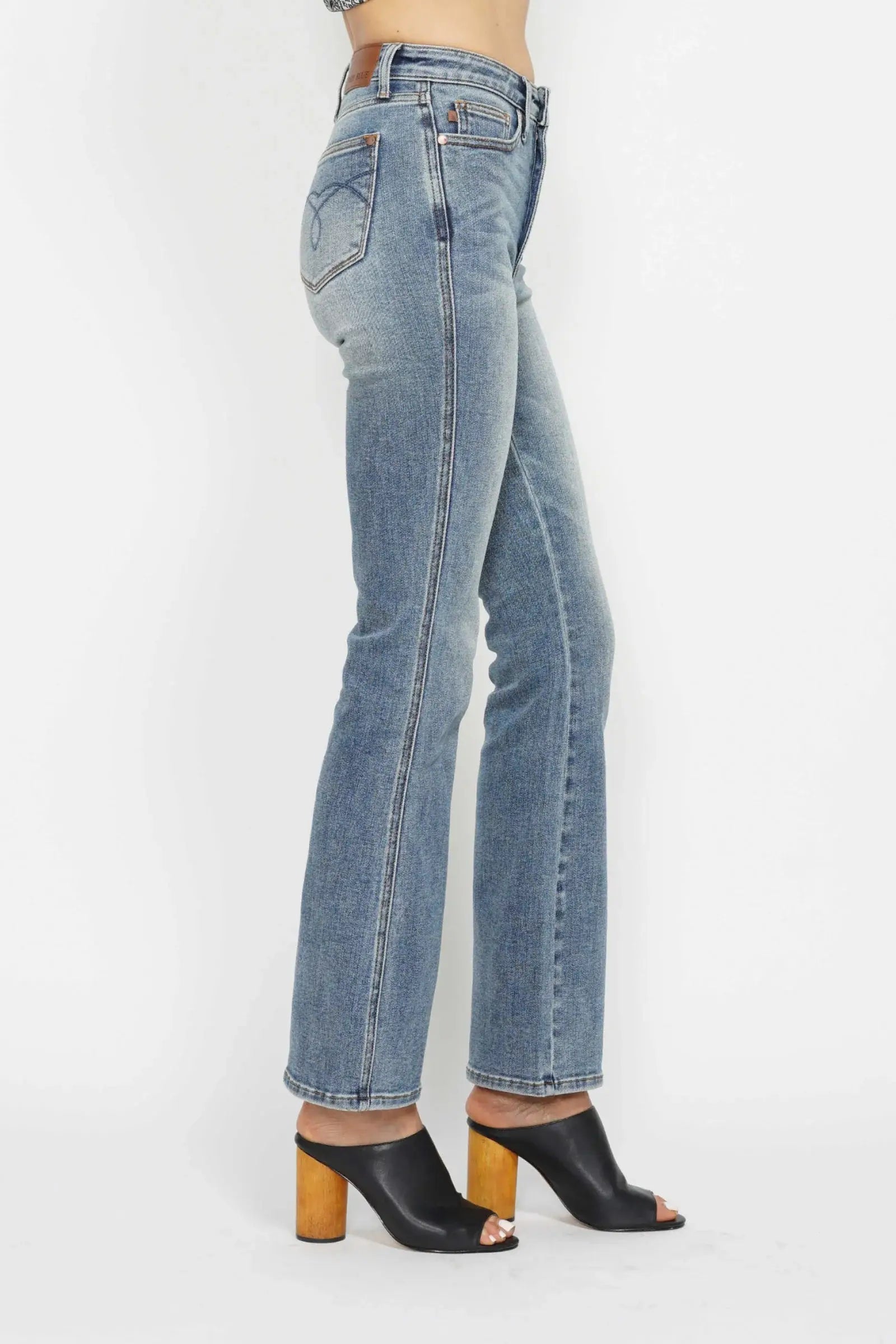 Judy Blue Full Size Tummy Control Back Embroidered Pocketed Bootcut Jeans Plus Size - Trendsi - Flyclothing LLC