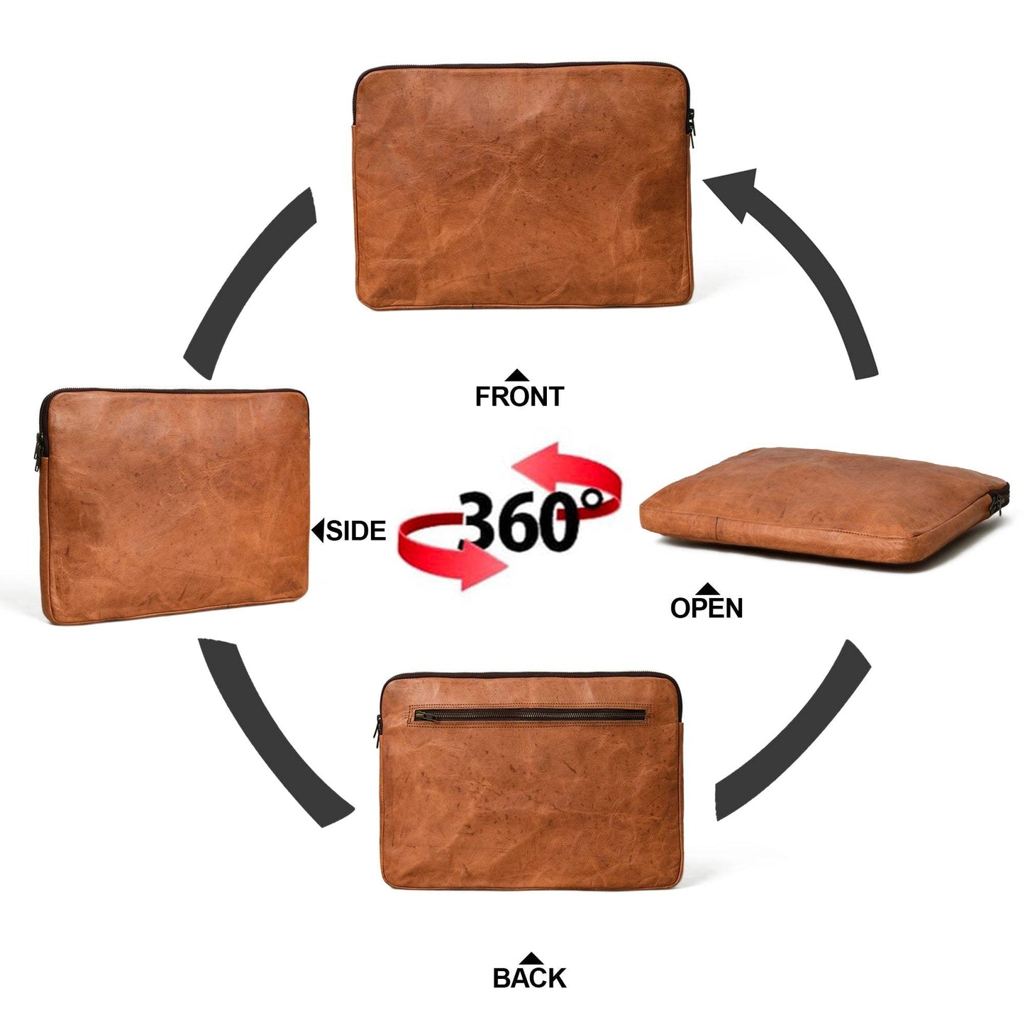 Zento Laptop Sleeve - Tan Brown - Classy Leather Bags - Flyclothing LLC