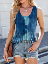 Printed Scoop Neck Wide Strap Tank - Trendsi - Flyclothing LLC
