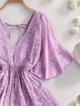 Lace Cutout Half Sleeve Mini Dress - Trendsi - Flyclothing LLC