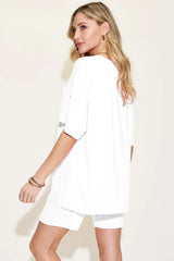 Basic Bae Bamboo Full Size V-Neck Drop Shoulder T-Shirt and Shorts Set - Trendsi - Flyclothing LLC