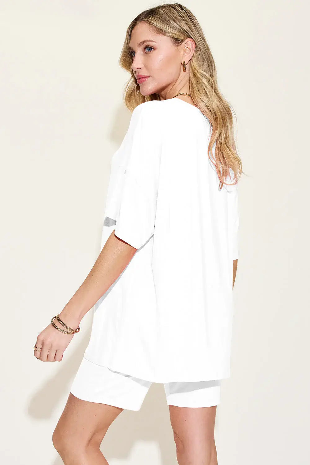 Basic Bae Bamboo Full Size V-Neck Drop Shoulder T-Shirt and Shorts Set - ShopBasicbae - Flyclothing LLC