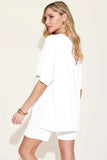 Basic Bae Bamboo Full Size V-Neck Drop Shoulder T-Shirt and Shorts Set - Trendsi - Flyclothing LLC