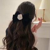 Rose Trim Bow Hair Clip - Trendsi - Flyclothing LLC