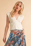 Aemi+Co V-Neck Cap Sleeve Cropped Top - Trendsi