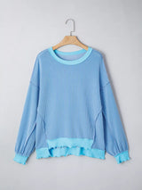 Twisted Rib Uneven Hem Drop Shoulder Loose Knit Top - Trendsi - Flyclothing LLC