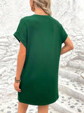 Round Neck Short Sleeve Mini Dress - Trendsi - Flyclothing LLC