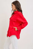 RISEN Button Down Long Sleeve Denim Shacket with Chest Pockets - Trendsi - Flyclothing LLC