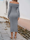 Devine Off-Shoulder Long Sleeve Wrap Dress - Trendsi - Flyclothing LLC