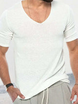 Men's V-Neck Short Sleeve T-Shirt - Trendsi - Flyclothing LLC