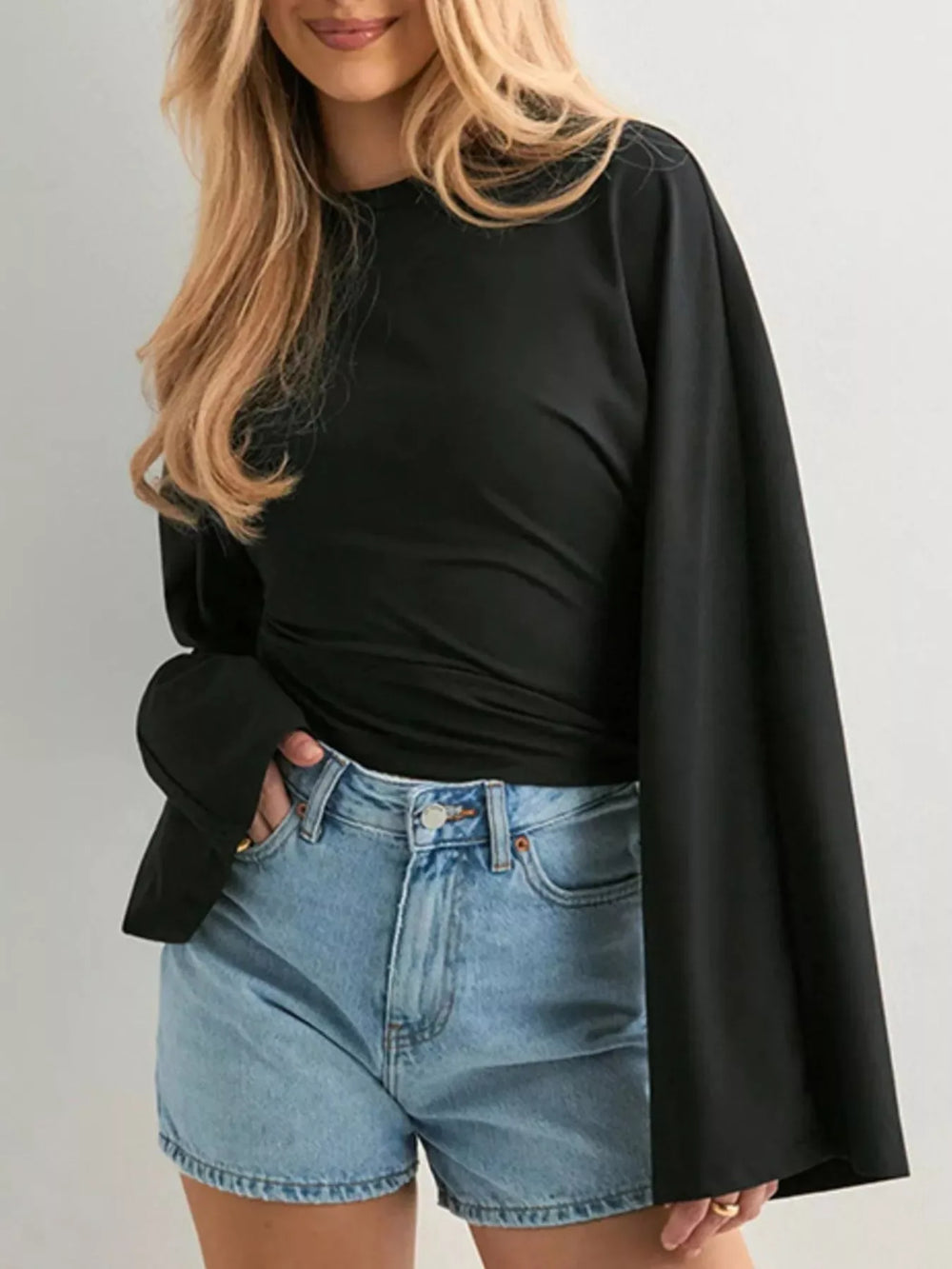 Full Size Long Sleeve Fitted T-Shirt Plus Size - Trendsi - Flyclothing LLC