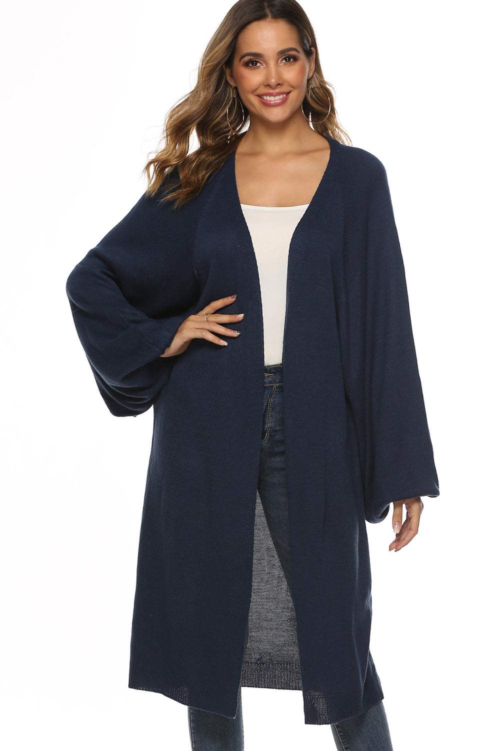 Long Sleeve Open Front Cardigan - Trendsi - Flyclothing LLC