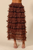 SO ME Layered Ruffled Tulle Maxi Skirt - Trendsi