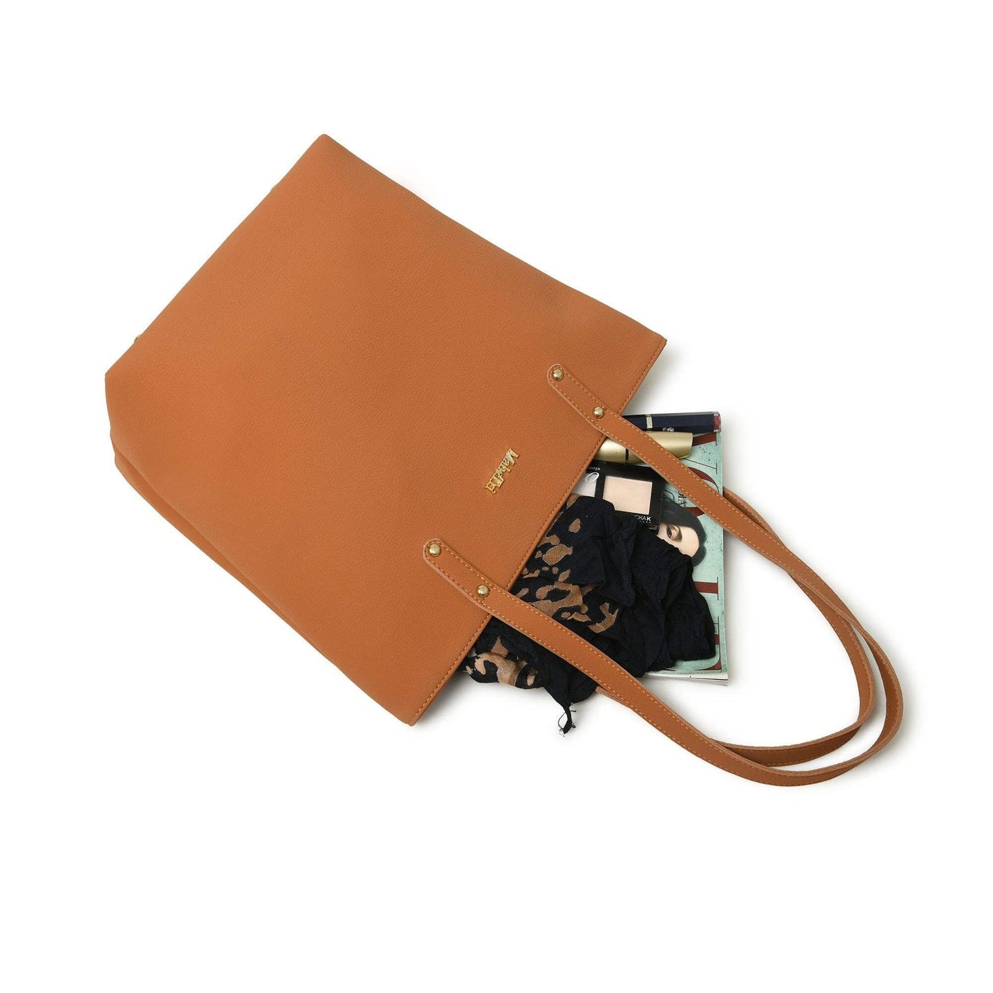 Era Vegan Leather Tote - Tan Brown - Classy Leather Bags - Flyclothing LLC