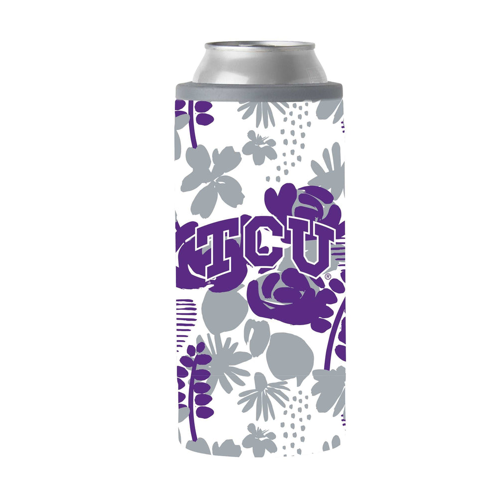 TCU 12oz Floral Slim Can Coolie - Logo Brands - Flyclothing LLC