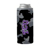 TCU Black Camo 12oz Slim Can Coolie