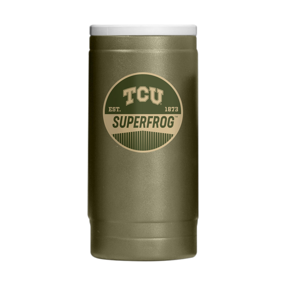 TCU 12oz Badge Powdercoat SlimCan Coolie