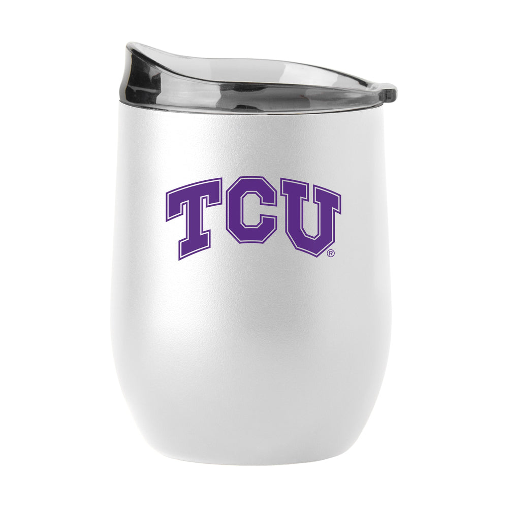 TCU 16oz Swagger White Powder Coat Curved Beverage