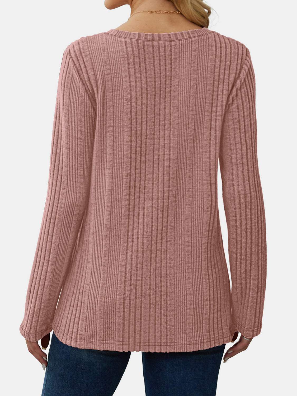 V-Neck Long Sleeve T-Shirt - Trendsi - Flyclothing LLC