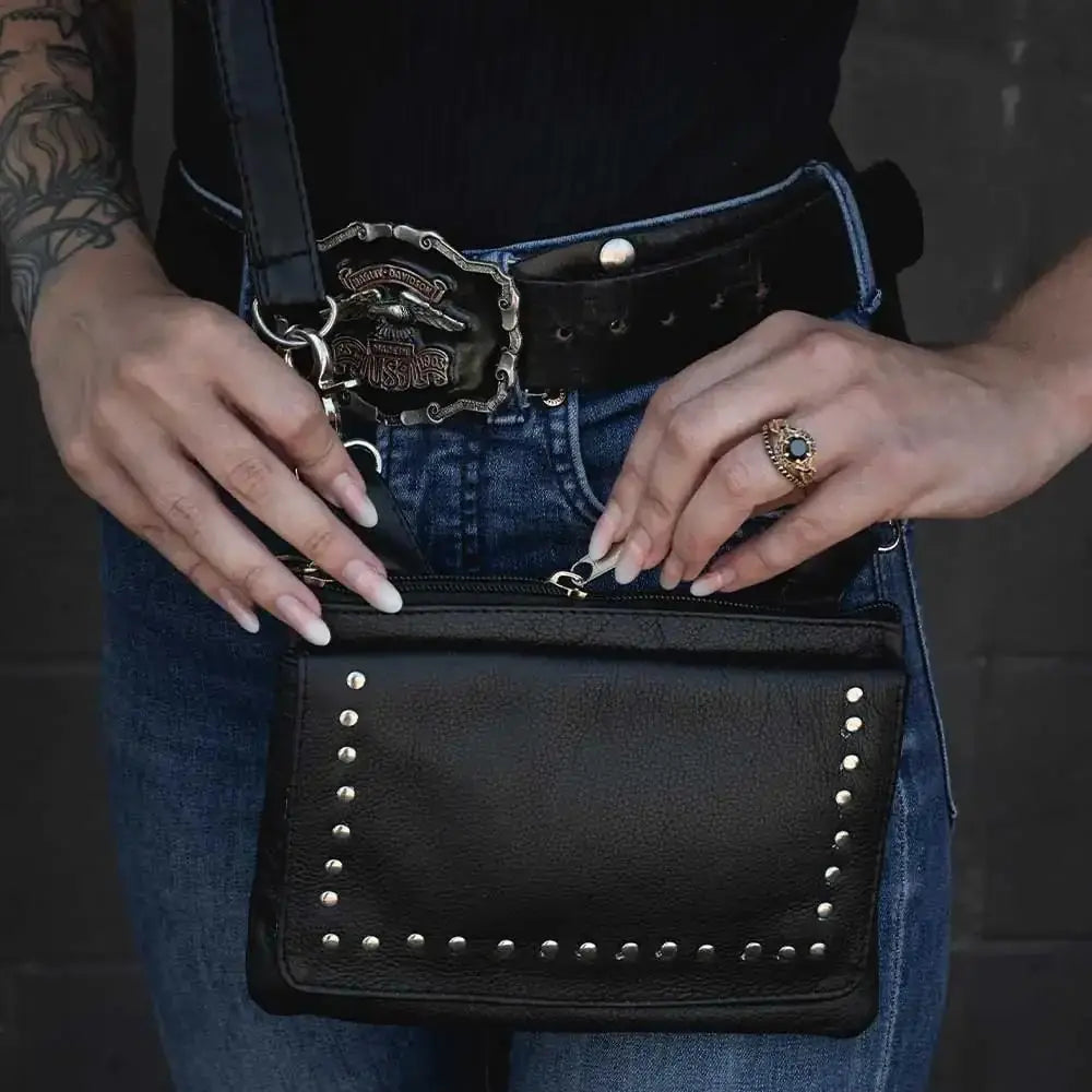 Ladies Cowhide Leather Clip-On Bag - Unik Just for Bikers - Flyclothing LLC