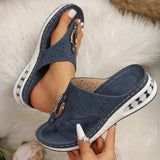Toe Post Wedge Sandals - Trendsi - Flyclothing LLC