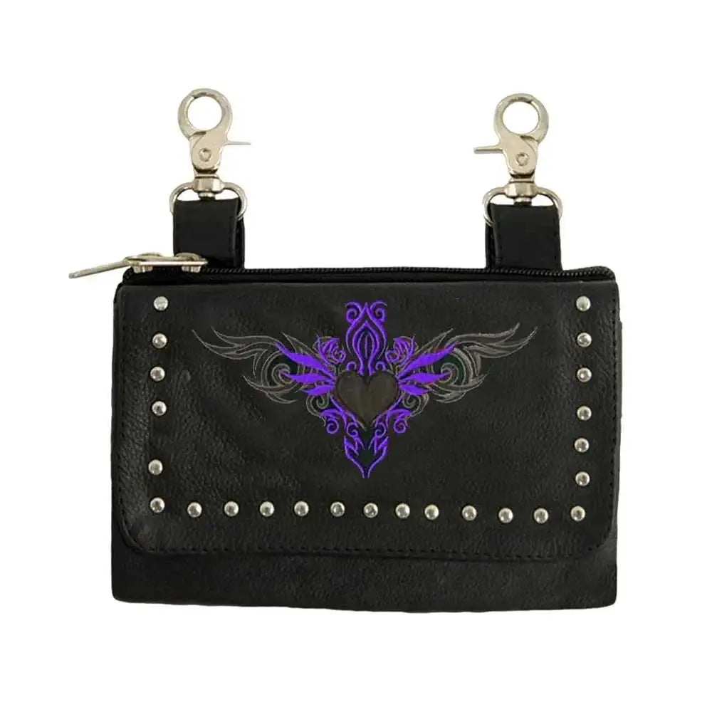 Purple Cowhide Clip on Bag for Women Riders - Unik Just for Bikers - Flyclothing LLC