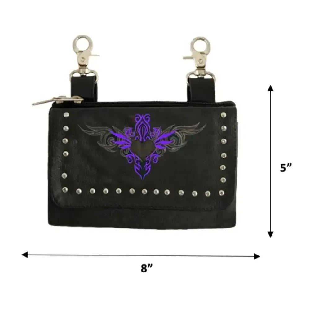 Purple Cowhide Clip on Bag for Women Riders - Unik Just for Bikers - Flyclothing LLC