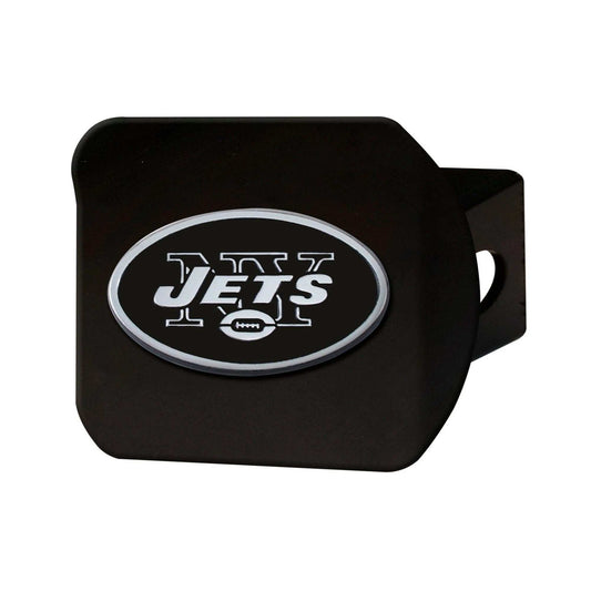 New York Jets Black Metal Hitch Cover with Metal Chrome 3D Emblem - New York Jets - Flyclothing LLC